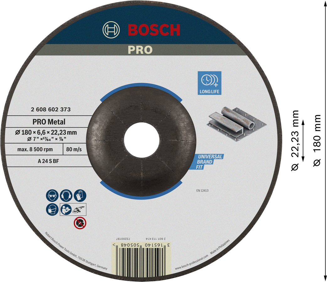 Bosch 2608602373 Grinding Disc, Grinding Discs - Metal, 180mm, 6.6mm Thickness - photo 2