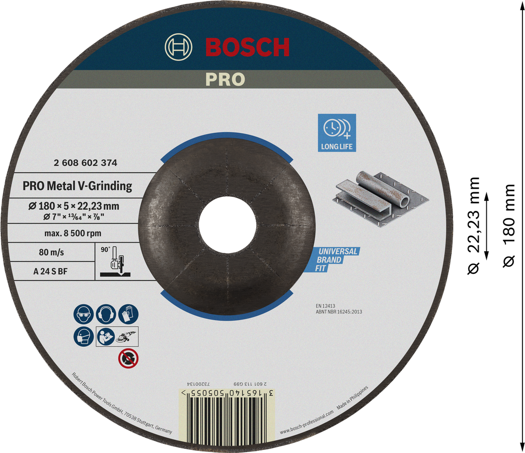 Bosch 2608602374 Grinding Disc, Expert For V - Grinding Discs, 180mm, 5mm Thickness - photo 2