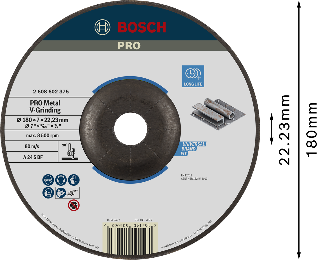 Bosch 2608602375 Grinding Disc, Expert For V - Grinding Discs, 180mm, 7mm Thickness - photo 2