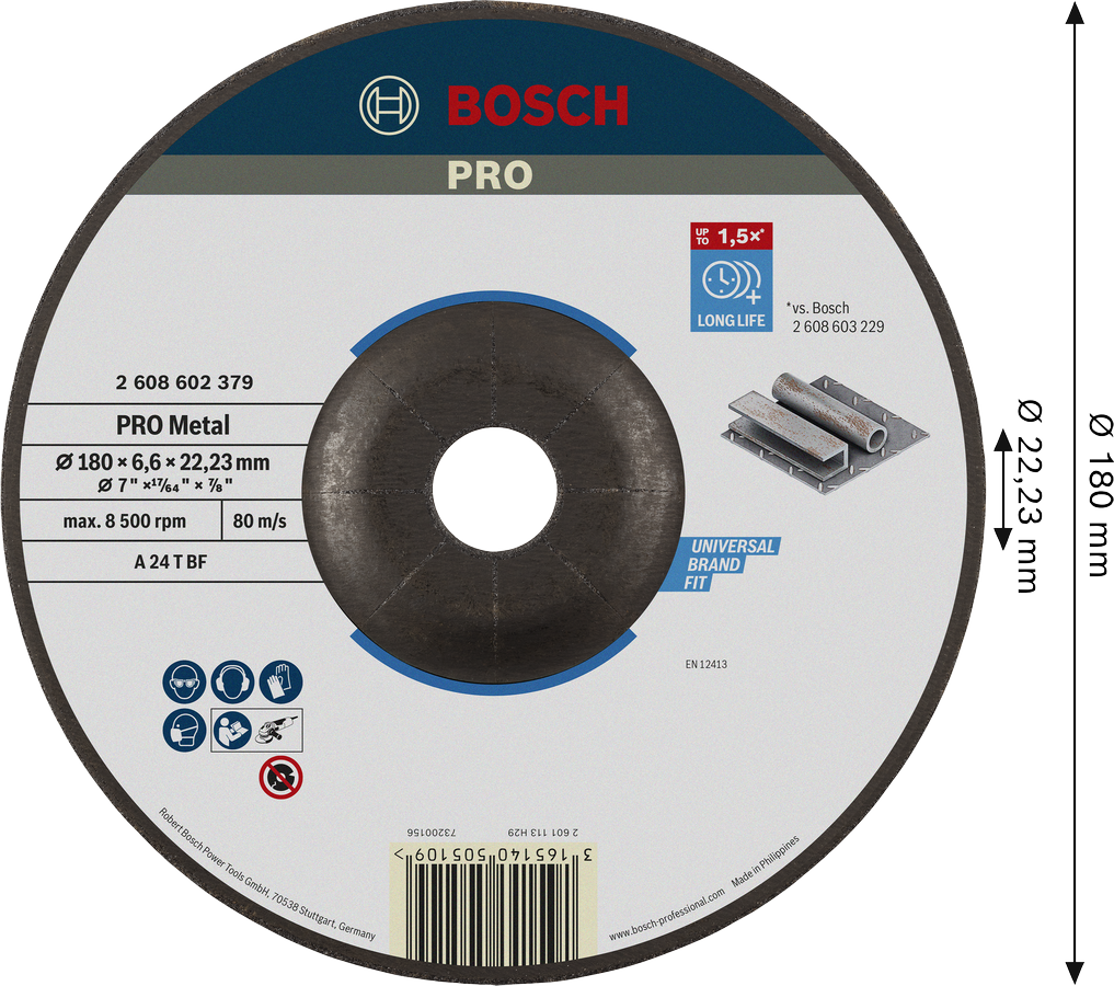 Bosch 2608602379 Grinding Disc, Expert For Metal, 180mm, 6.6mm Thickness - photo 2