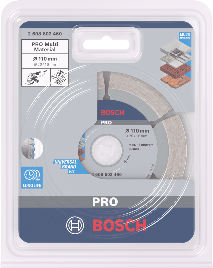 Bosch 2608602460 Diamond Cutting Blade, 4" / 110mm Diameter, With 16/20 Mm Bore, Segment Height 12mm, Pack Of 1 - photo 2