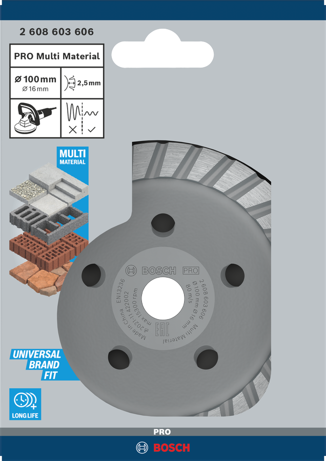Bosch 2608603606 Concrete Grinding Wheel, 4" / 100mm Diameter, Segment Height 25mm, Pack Of 1 - photo 2