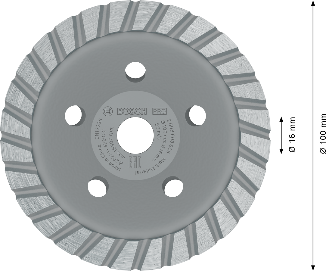 Bosch 2608603606 Concrete Grinding Wheel, 4" / 100mm Diameter, Segment Height 25mm, Pack Of 1 - photo 3