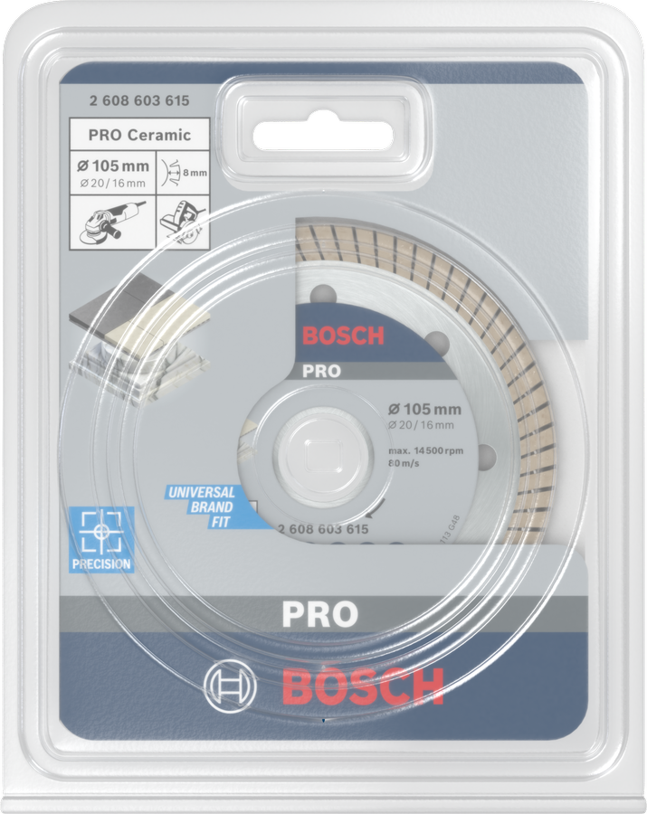 Bosch 2608603615 Turbo Tile Cutting Disc 16 / 20 Mm Bore, 4" / 105 Mm & Segment Height 10mm, Pack Of 1 - photo 2