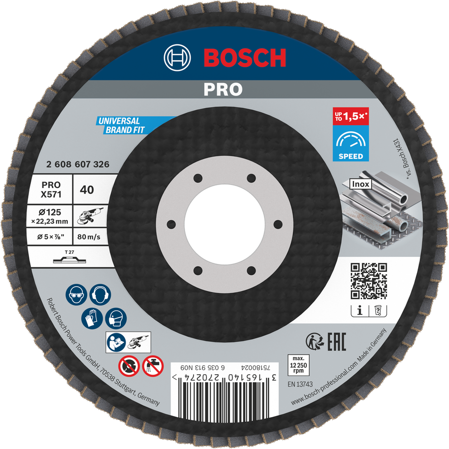 Bosch 2608607326 Flap Disc Bfm,125mm,g40,1x