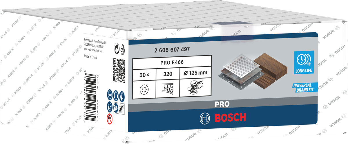 Bosch 2608607497 Sanding Sheet For Random Orbital Sanders, 5"/ 125mm Grit 320, Pack Of 50 ( Velcro- Hook And Loop) - photo 2