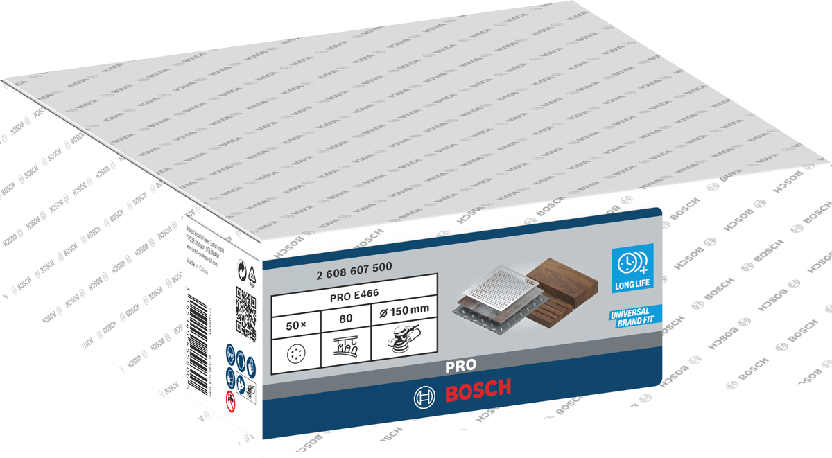 Bosch 2608607500 Sanding Sheet For Random Orbital Sanders, 6'' / 150mm Grit 80, Pack Of 50 ( Velcro- Hook And Loop) - photo 2