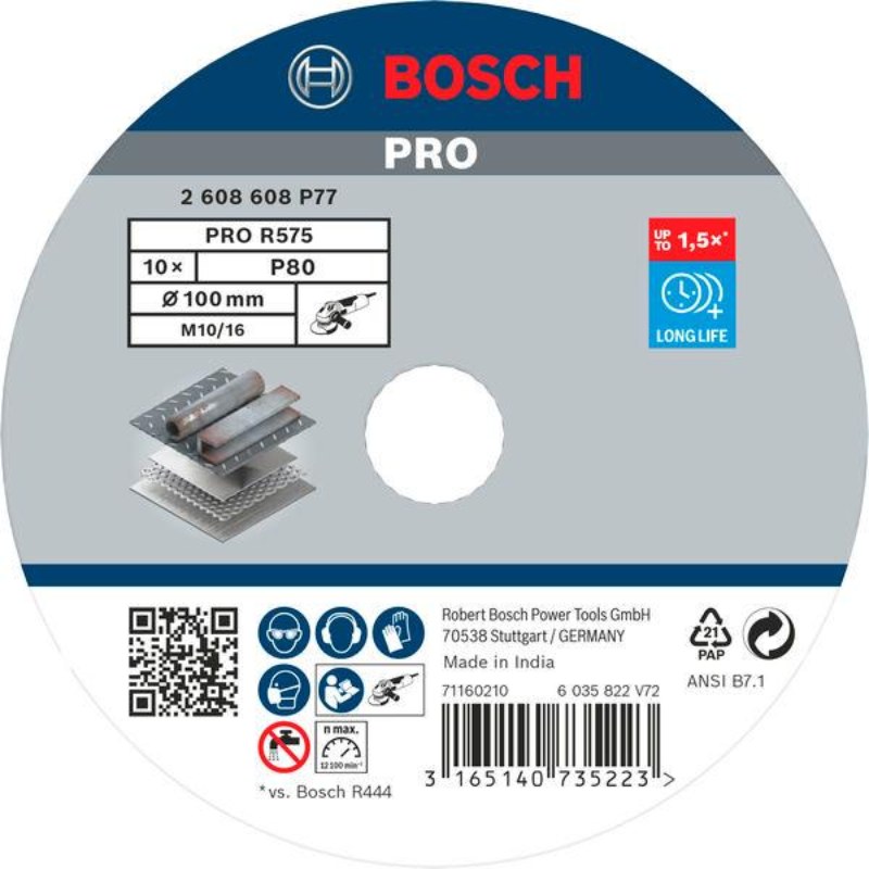 Bosch 2608608P77 Fibre-Sanding Disc R575-100mm-80 Grit - photo 2
