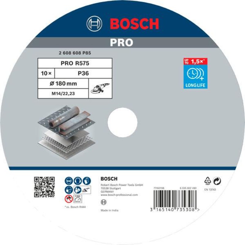 Bosch 2608608P85 Fibre-Sanding Disc R575-180mm-36 Grit - photo 2