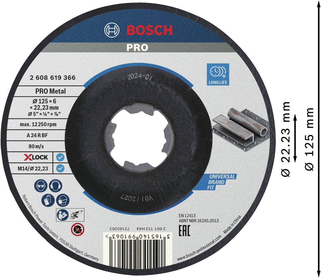 Bosch 2608619366 X Lock Grinding Disc, Standard For Metal - photo 2