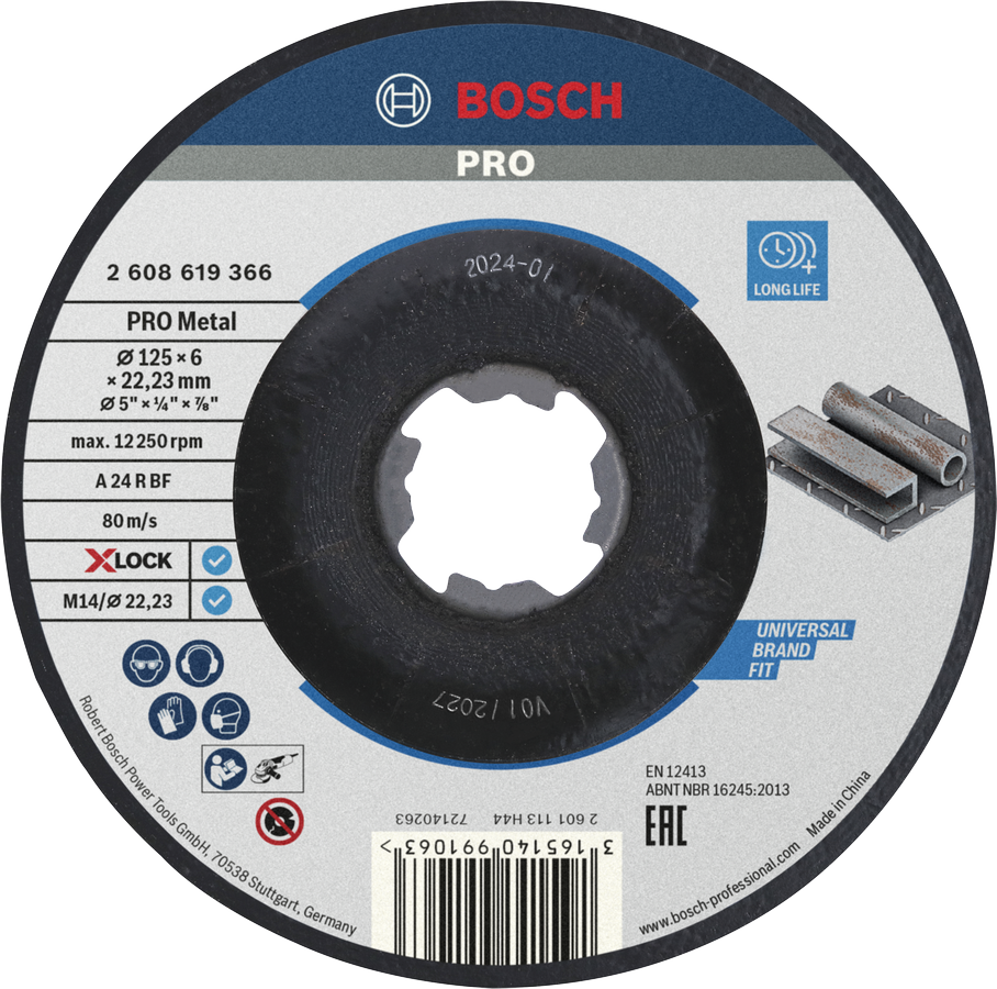 Bosch 2608619366 X Lock Grinding Disc, Standard For Metal