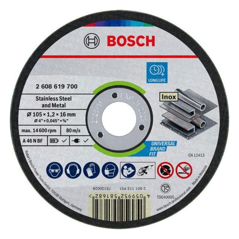 Bosch 2608619700 Cutting Disc, Standard For Metal, 105mm, 1.2mm Thickness