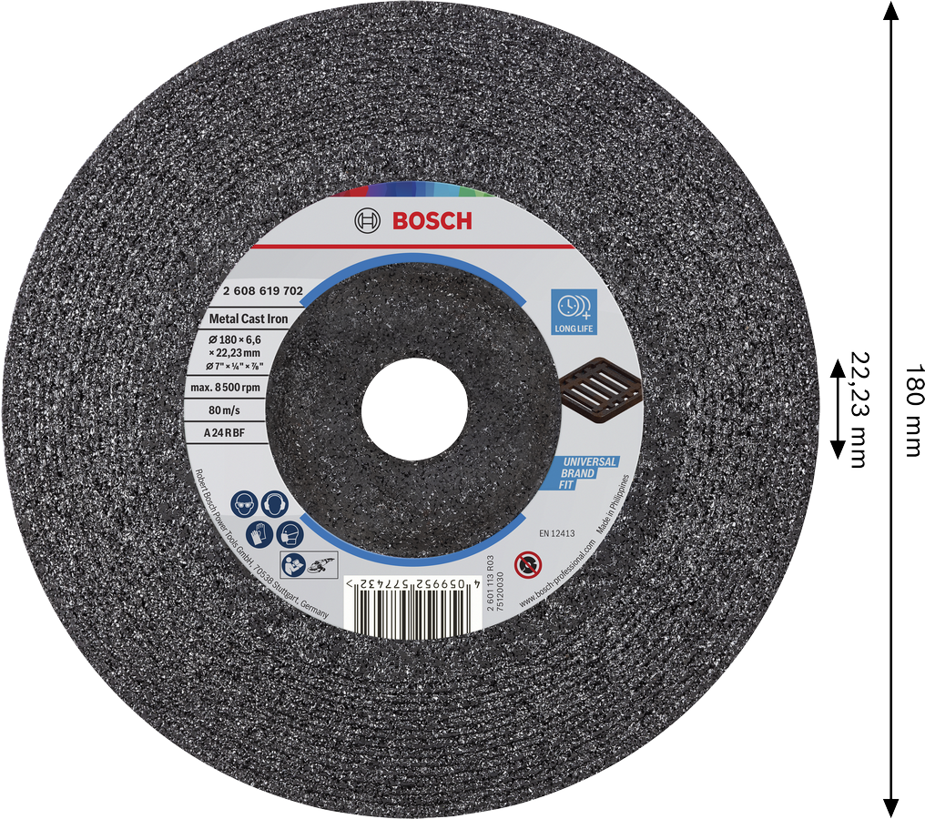Bosch 2608619702 Grinding Disc for Cast Iron, 180 x 6.6 mm - photo 2