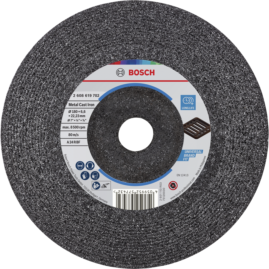 Bosch 2608619702 Grinding Disc for Cast Iron, 180 x 6.6 mm