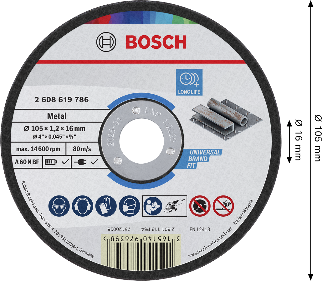 Bosch 2608619786 Cutting Disc, Standard For Metal, 105mm, 1.2mm Thickness - photo 2