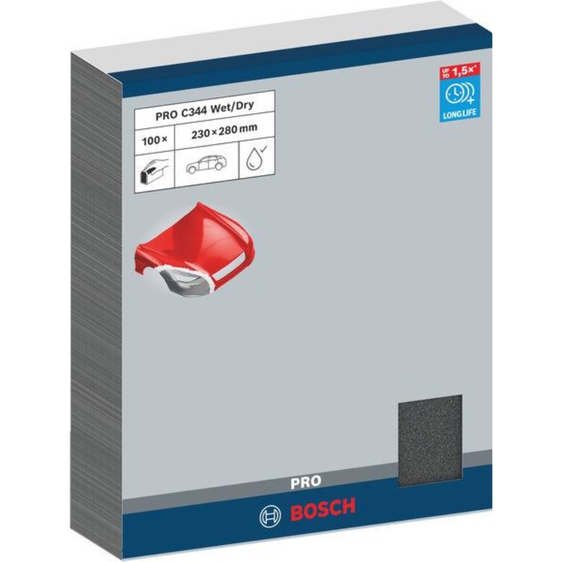 Bosch 2608621511 Hand Sanding Sheet For Automotive, 230 X 280 Mm Grit 100, Pack Of 100 - photo 2
