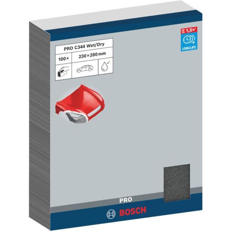Bosch 2608621512 Hand Sanding Sheet For Automotive, 230 X 280 Mm, Grit 120, Pack Of 100 - photo 2