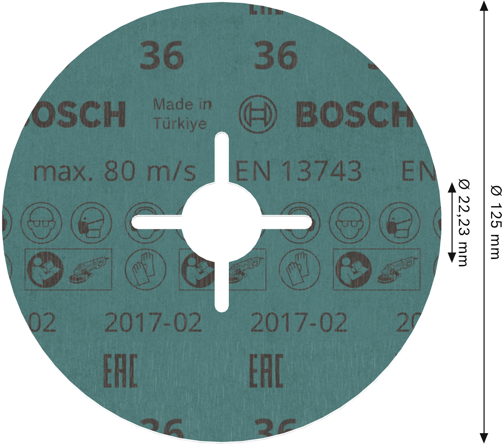 Bosch 2608621610 Ceramic Fibre Sanding Disc, Bfm+i, 125mm, Grit 36 - photo 2