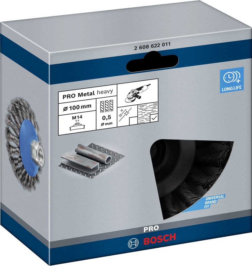 Bosch 2608622011 Tapered Brush For Angle Grinder With Knotted Wire, Diameter 4''/ 100mm & Wire Thickness 05mm,pack Of 1 - photo 2