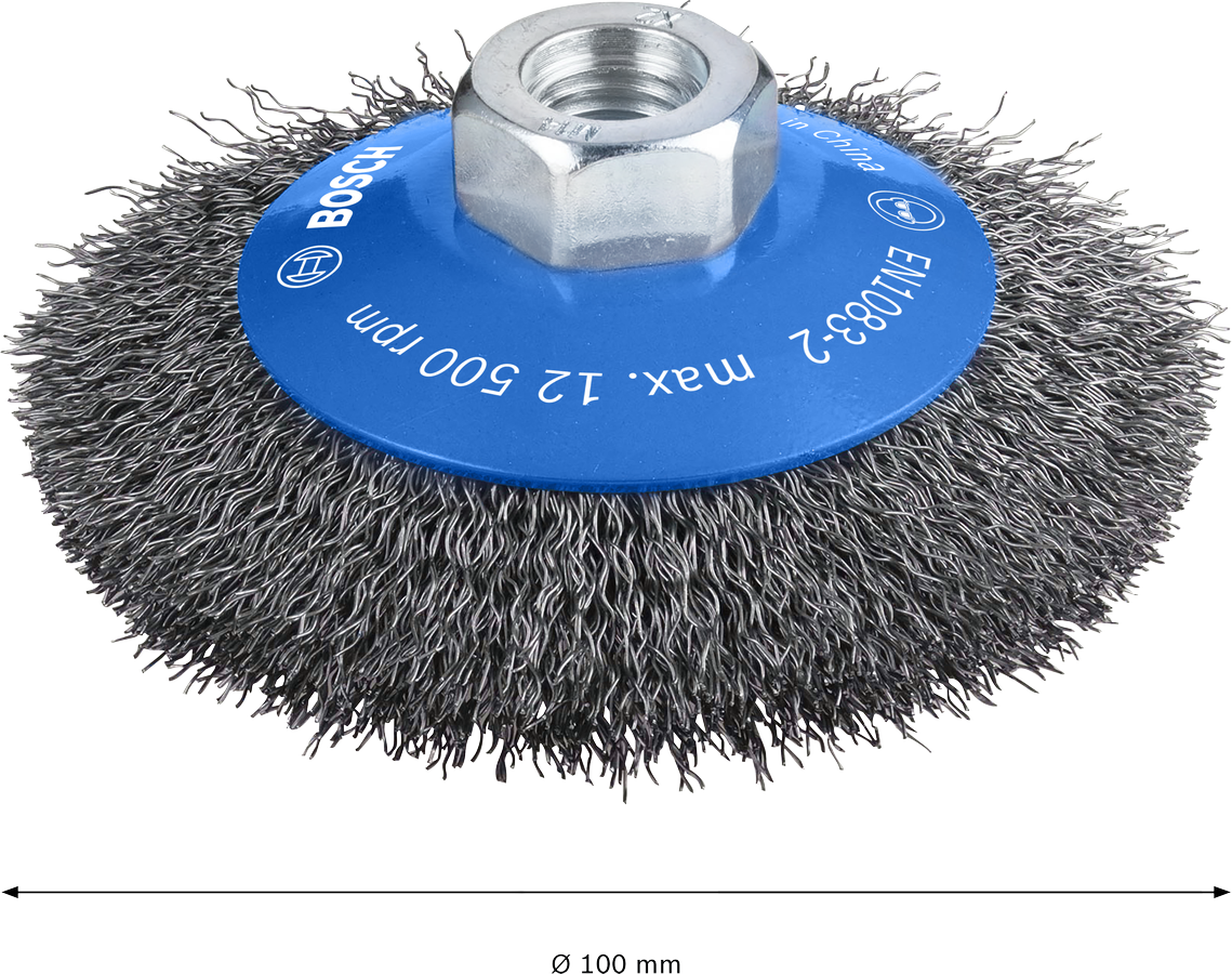 Bosch 2608622057 Tapered Brush For Angle Grinder With Knotted Wire, Diameter 4''/ 100mm & Wire Thickness 03mm,pack Of 1 - photo 3