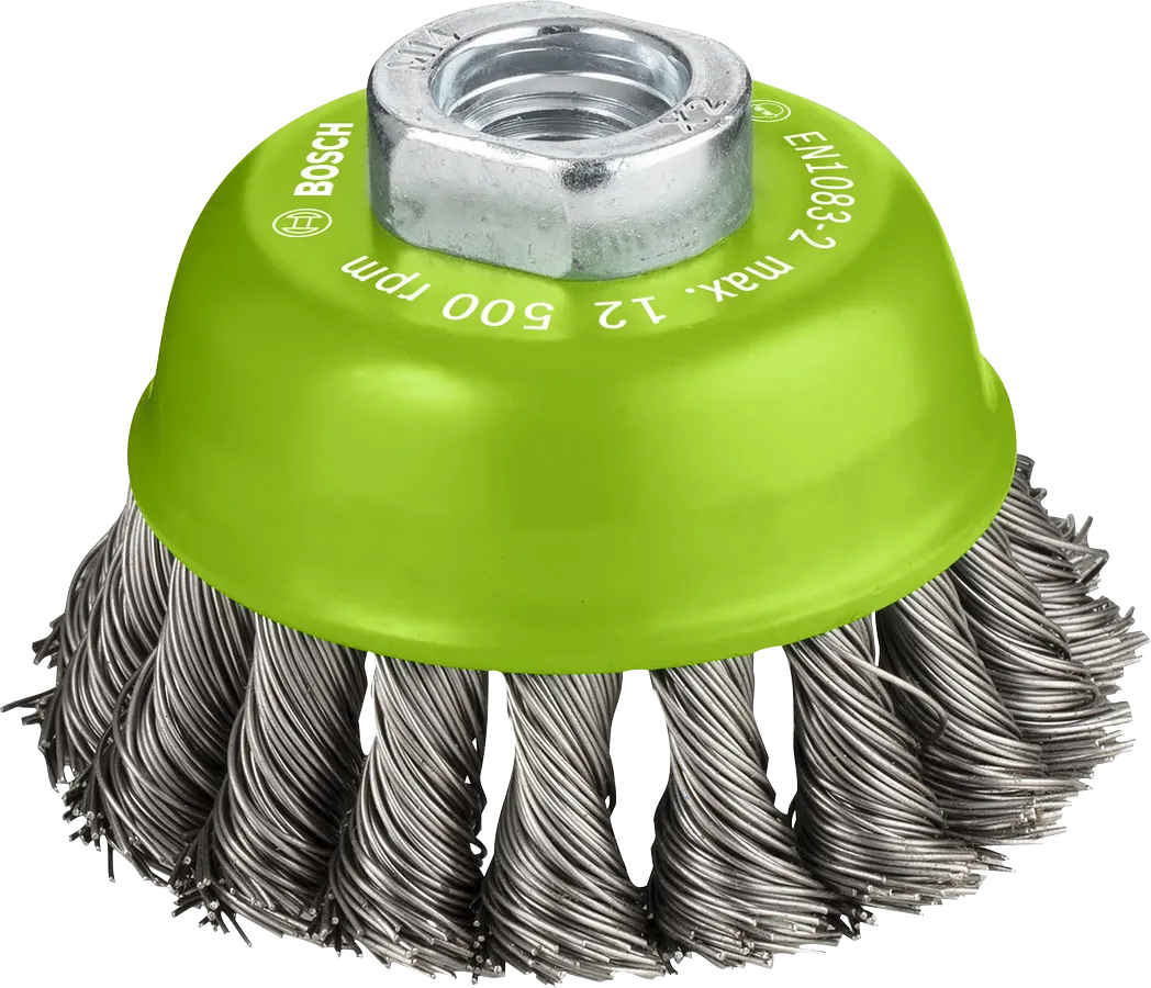 Bosch 2608622060 Wired Cup Brush For Angle Grinder With Knotted Wire, Diameter 75mm & Wire Thickness 05mm,pack Of 1