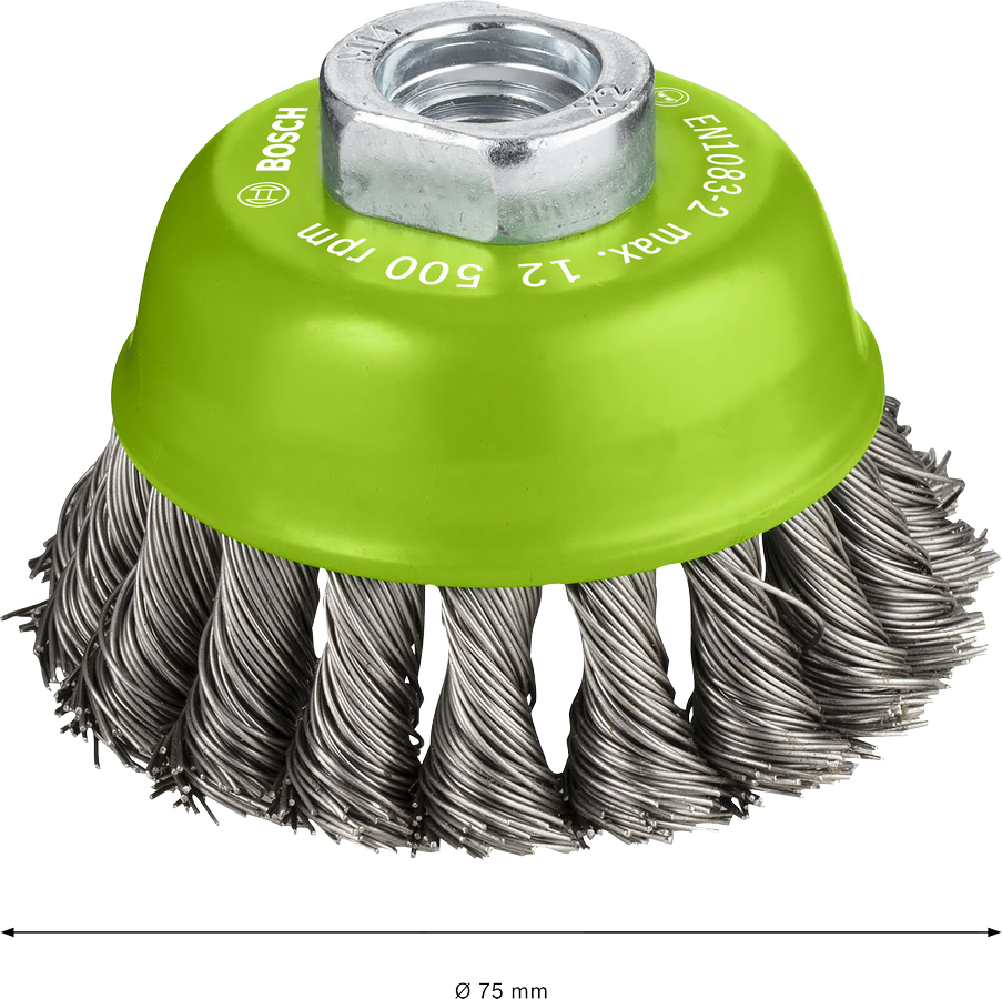 Bosch 2608622060 Wired Cup Brush For Angle Grinder With Knotted Wire, Diameter 75mm & Wire Thickness 05mm,pack Of 1 - photo 3