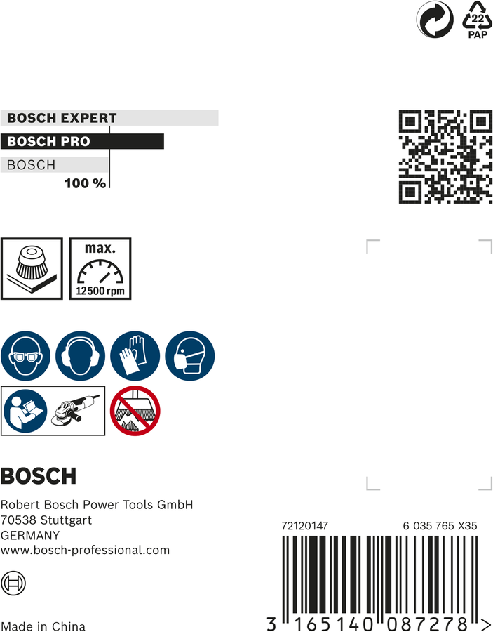 Bosch 2608622061 Wire Cup Brush, Crimped Wire, Stainless, 65mm, For M14 Thread Suitable For 4" Angle Grinder - photo 4