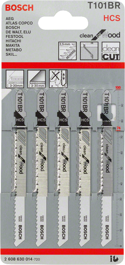 Bosch 2608630014 Jigsaw Blades T 101 B, Clean For Wood, Blade Length 100mm, Suitable For Chipboard, Wood Core, Plywood, Fibre Boards, - photo 2