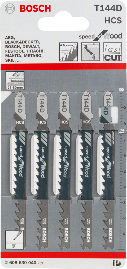 Bosch 2608630040 Jigsaw Blades T 144 D, Speed For Wood, Suitable For Straight Cuts, Blade Length 100mm, Pack Of 5 - photo 2