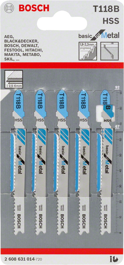 Bosch 2608631014 Jigsaw Blade Set, T 118 B, Total Length- 92mm, Basic For Metal, Pack Of 5 - photo 2