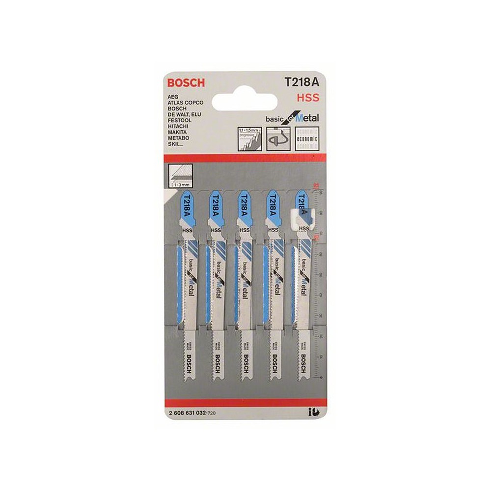 Bosch 2608631032 Jigsaw Blade T 218 A, HSS Basic for Metal, Pack of 5