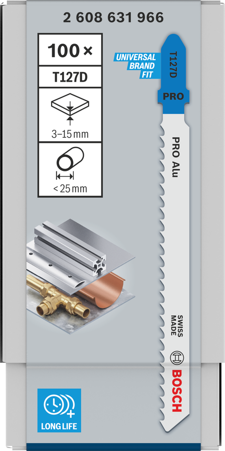 Bosch 2608631966 Jigsaw Blades T 127 D, Special For Aluminium, Blade Length 100mm, Suitable For Thin To Thick Sheet Metals (3-15 Mm), - photo 2