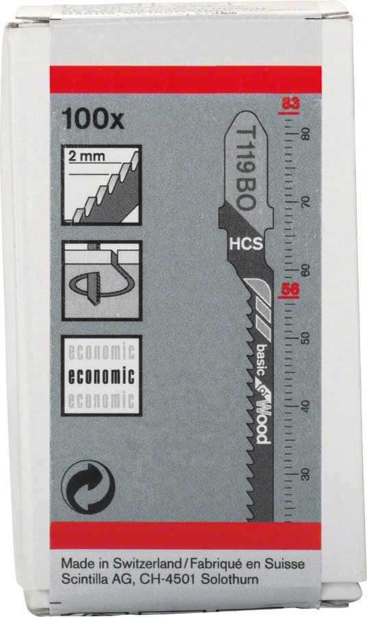 Bosch 2608637879 Jigsaw Blades T 119 Bo, For Cuve Cuts, Blade Length 83mm, Suitable For Softwood(2-15 Mm), Ply, Chipboard, Wood Core - photo 2