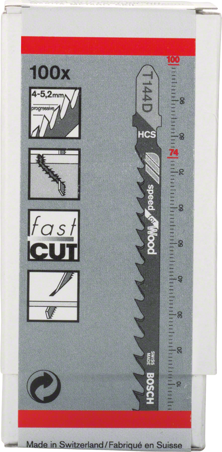 Bosch 2608637880 Jigsaw Blades T 144 D, Speed For Wood, Blade Length 100mm, Suitable For Chipboards, Wood Core Plywood, Fibre Boards, - photo 2