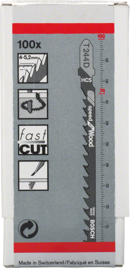 Bosch 2608637881 Jigsaw Blades T 244 D, For Curve Cuts, Blade Length 100mm, Suitable For Softwood(5-50 Mm), Chipboard, Wood Core Ply, - photo 2