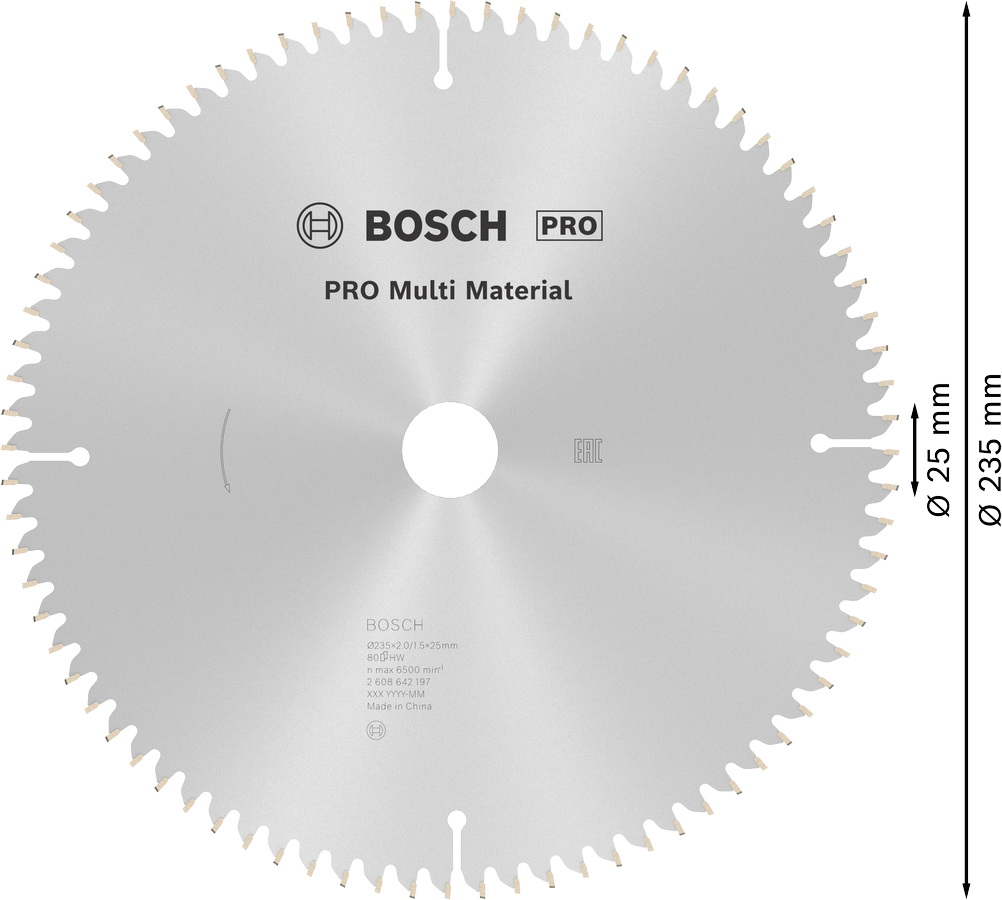 Bosch 2608642197 Circular Saw Blade For Aluminium And Other Non Ferrous Material, 9'' / 235mm Dia, 25mm Bore, 80 Teeth, Pack Of 1 - photo 3