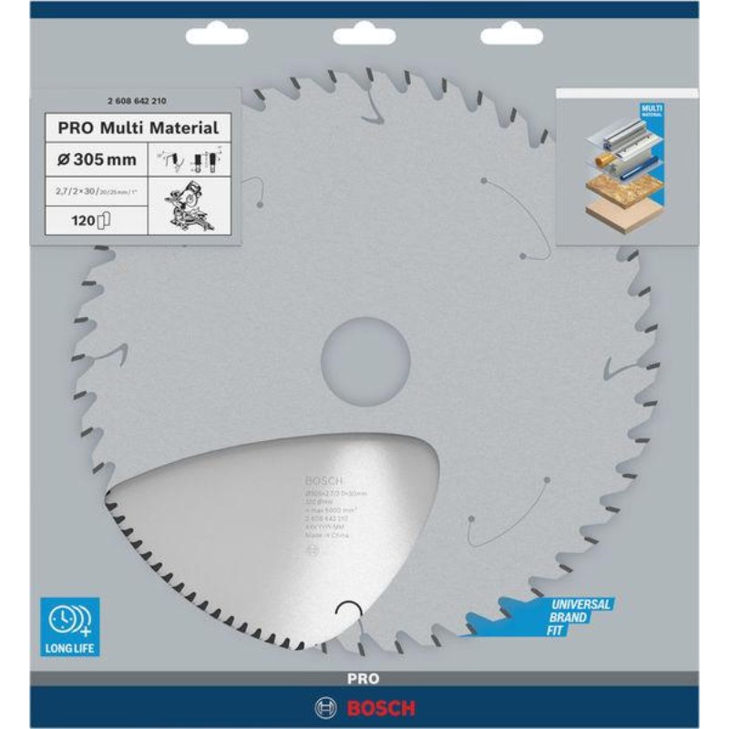 Bosch 2608642210 Circular Saw Blade For Aluminium And Other Non Ferrous Material, 12" / 305mm Dia, 30mm Bore, 120 Teeth, Pack Of 1 - photo 2