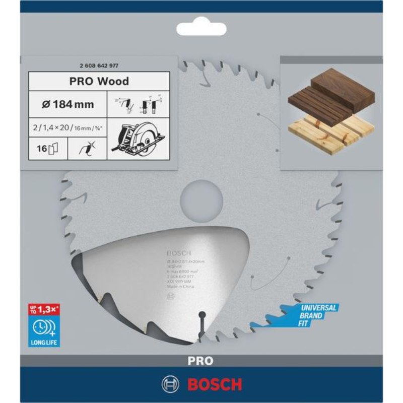 Bosch PRO Wood Circular Saw Blade 184 x 20 mm, 16T - 2608642977 - photo 2