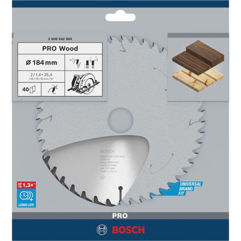 Bosch PRO Wood Circular Saw Blade 184 x 25 mm, 40T - 2608642984 - photo 2