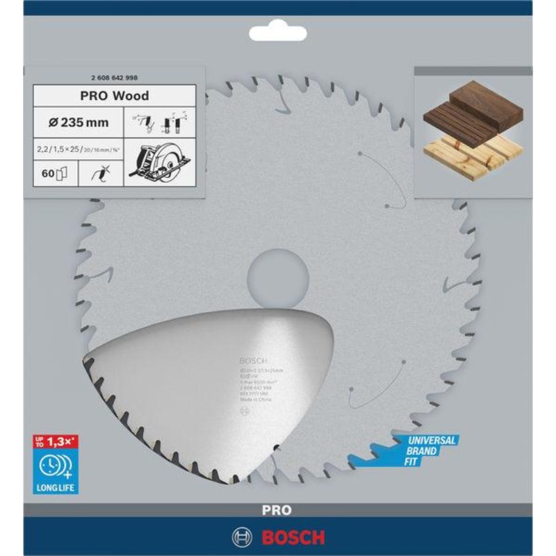 Bosch PRO Wood Circular Saw Blade 235 x 25 mm 60T - 2608642998 - photo 2