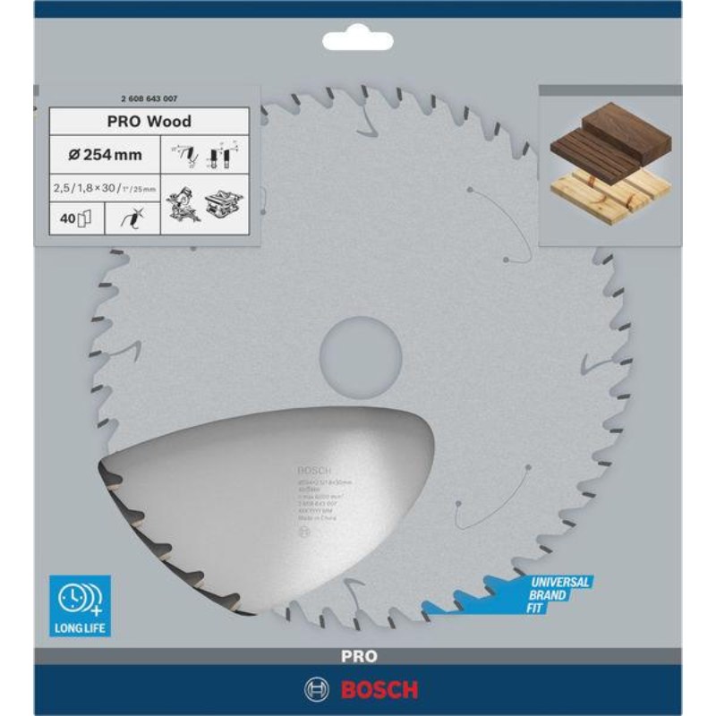 Bosch PRO Wood Circular Saw Blade 254 x 30 mm, 40T - 2608643007 - photo 2