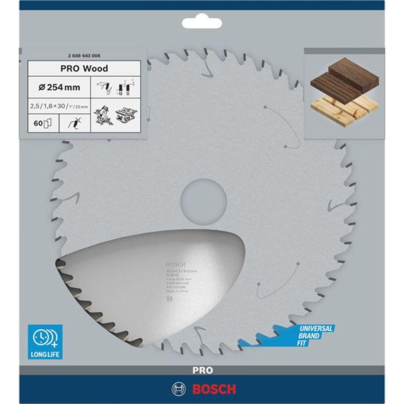 Bosch PRO Wood Circular Saw Blade 254 x 30 mm, 60T - 2608643008 - photo 2