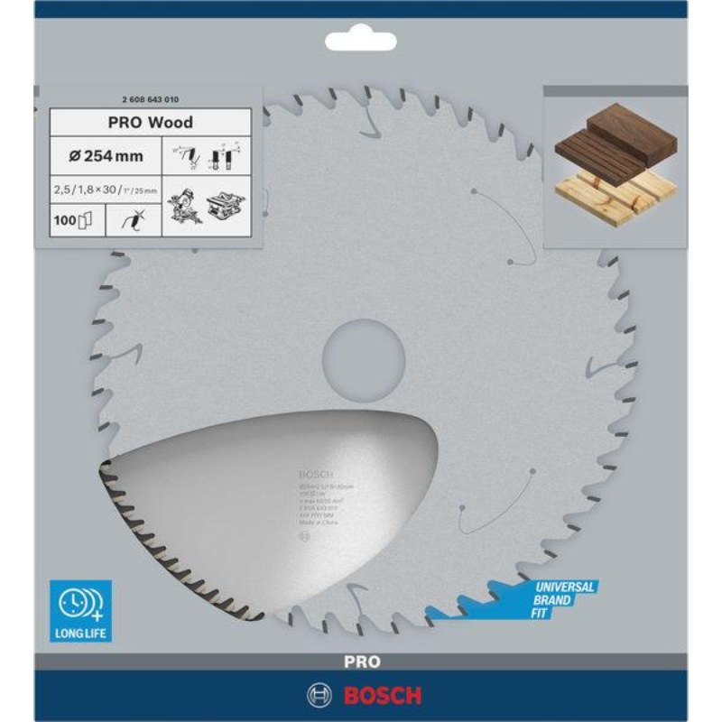 Bosch PRO Wood Circular Saw Blade 254 x 30 mm 100T - 2608643010 - photo 2