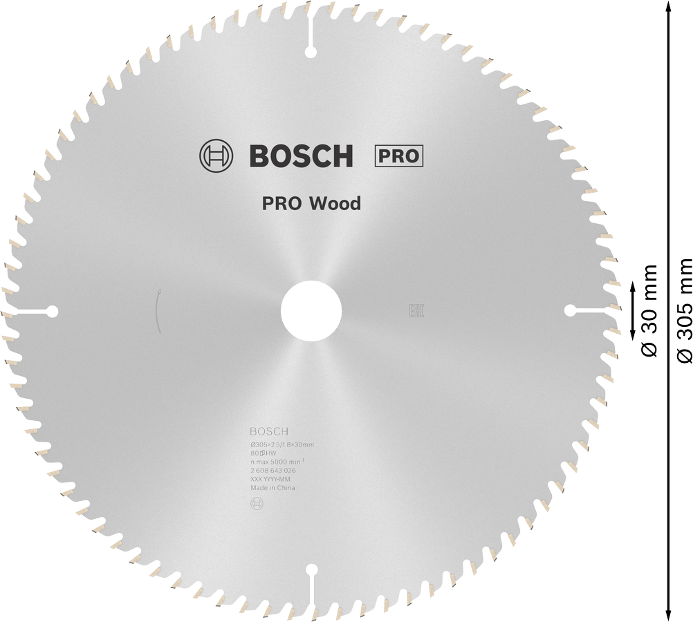 Bosch 2608643026 Circular Saw Blade For Wood 12'' / 305mm Dia, 30mm Bore, 80 Teeth, Pack Of 1 - photo 3