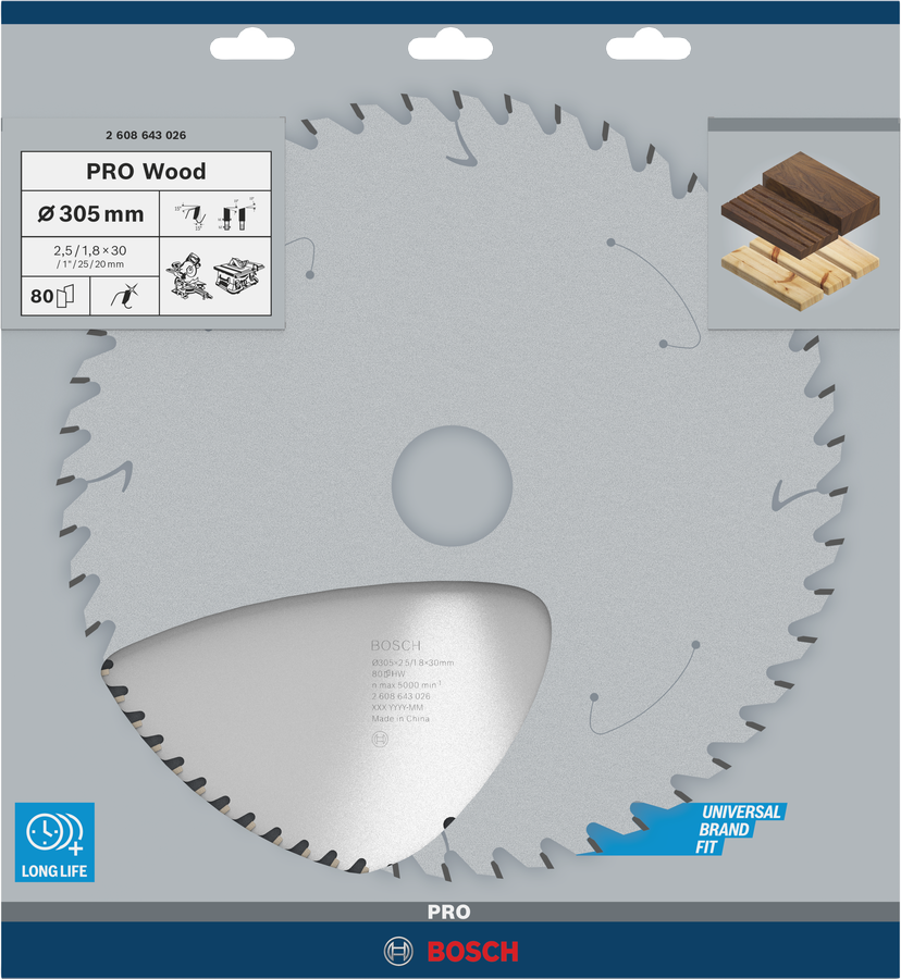 Bosch 2608643026 Circular Saw Blade For Wood 12'' / 305mm Dia, 30mm Bore, 80 Teeth, Pack Of 1 - photo 2