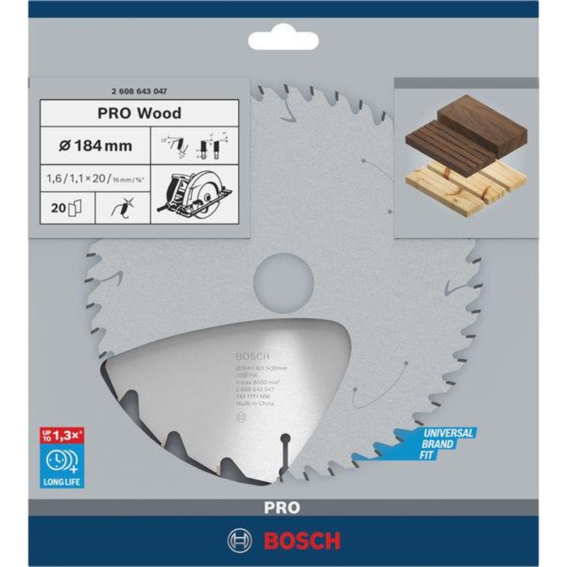 Bosch PRO Wood Circular Saw Blade 184 x 20 mm 16T - 2608643047 - photo 2
