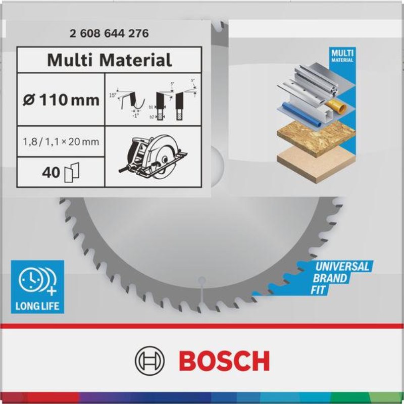 Bosch 2608644276 Circular Saw Blade For Aluminium And Other Non Ferrous Material 4''/ 110mm Dia, 20mm Bore, 40 Teeth, Pack Of 1 - photo 2