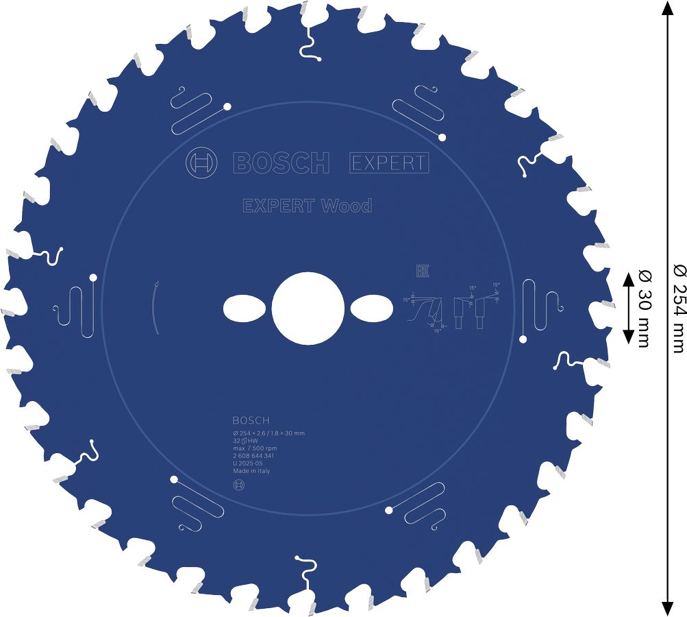 Bosch 2608644341 Circular Saw Blade For Wood 10'' / 254mm Dia, 30mm Bore, 32 Teeth, Pack Of 1 - photo 3