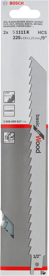 Bosch 2608650617 S1111k Hcs Basic For Wood 2pack Replaced Part Number- 2608650681 - photo 2