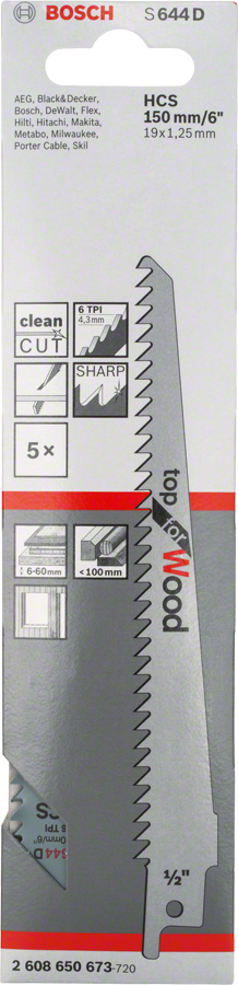 Bosch 2608650673 S644d Hcs Top For Wood 5pack - photo 3